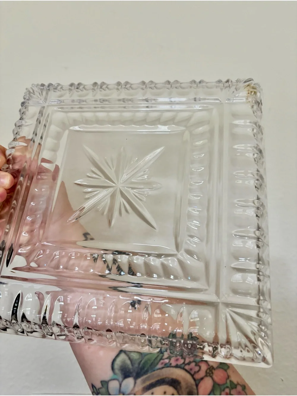Waterford Crystal Clear Cut-Glass Square Serving Platter 10”